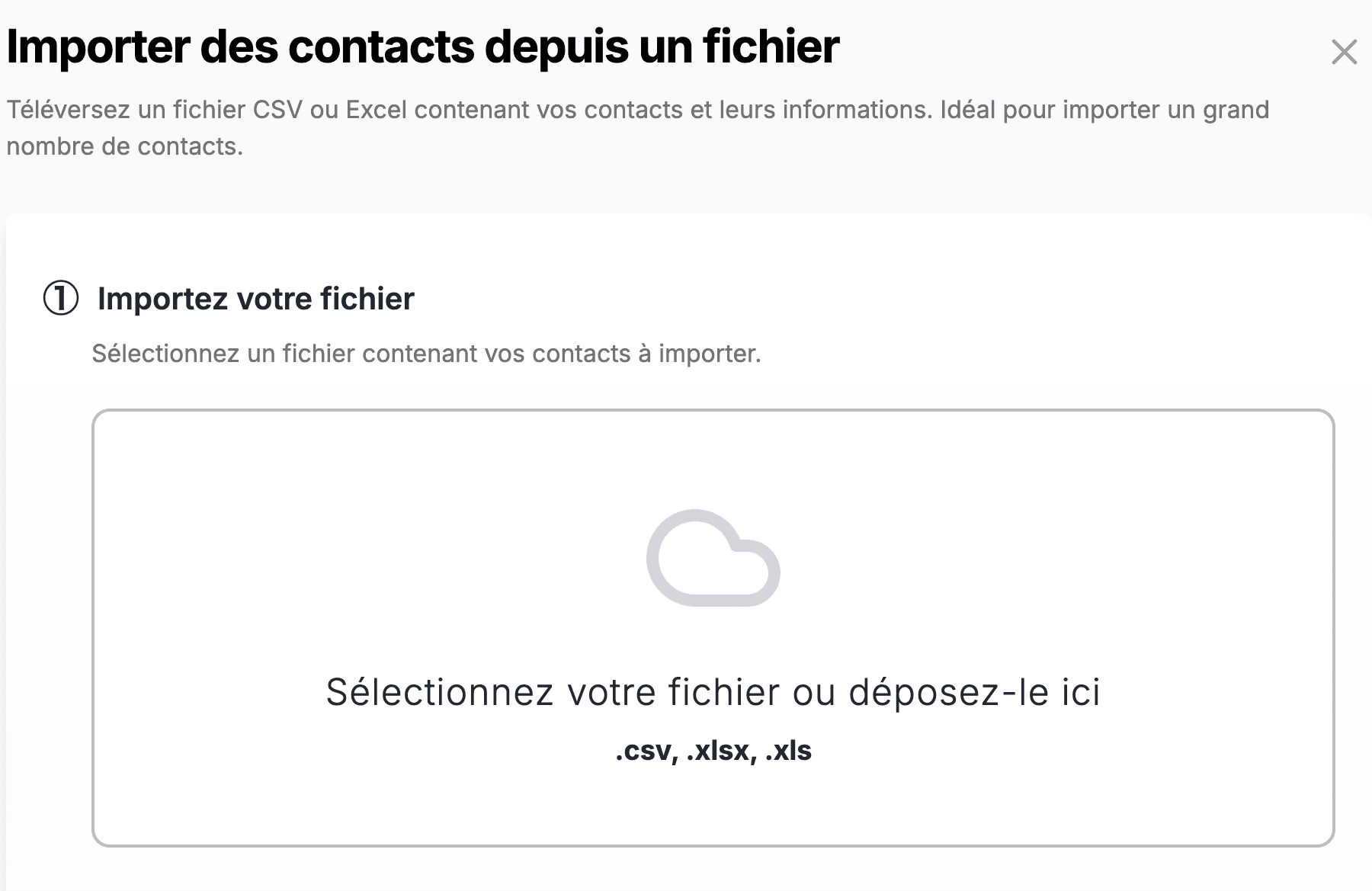 Import d'un fichier de contacts dans Sendora