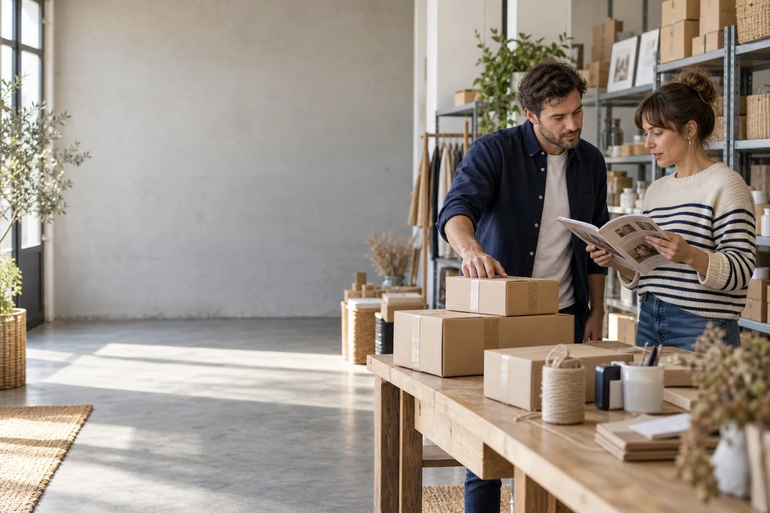 Équipe de petite entreprise préparant ses commandes